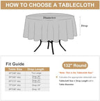 sancua Beige Round Tablecloth 132 Inch Fit 54-96 Inch Tables, 6 Pack - Image 7