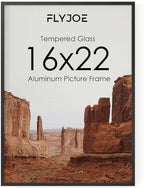 FLYJOE 16x22 Metal Picture Frame - Black Aluminum Picture Frames with Real Glass, Wall Mounting Horizontally or Vertically, Diploma, Certificates and Decor for Wall Gallery 22x16 Frame, Black by FLYJOE