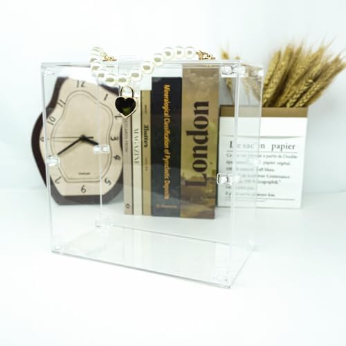 SHUMEI Clear Acrylic Suggestion Box with Pearl Handle and Heart Clasp, Portable Ballot Box for Wedding Cards, Elegant Display Box for Boutique Tips and Events - Image 4