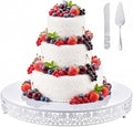 Wenqik 20 Inch White Cake Stand Set Metal Round Cupcake Dessert Stand with Cake Cutting, Flower Spatula Wedding Cupcake Pastry Display Candy Holder Display for Wedding Party Birthday Baby Shower by Wenqik