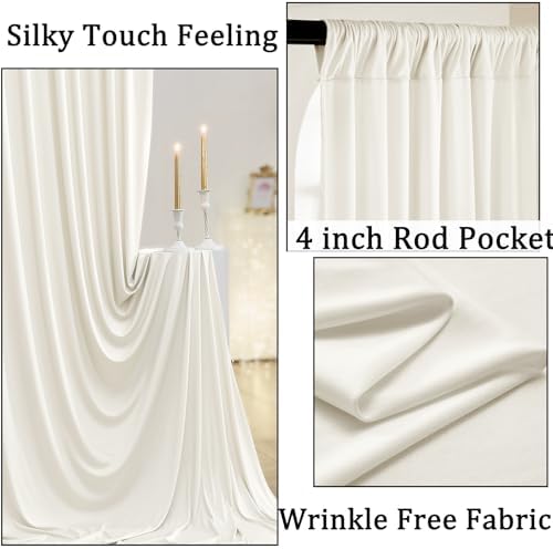 50ft x 10ft Wrinkle Free Ivory Backdrop Curtains for Parties, 10 Panels 5x10ft Polyester Ivory Photo Backdrop Drapes for Wedding Birthday Party Photography Background - Image 2