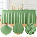 8 Pack Sage Green Table Cloth for 6 Foot Rectangle Tables Spandex Fitted Tablecloth 6ft Stretch Table Covers Skirt Green Banquet Tablecloths Wrinkle Free Tablecloth for Party Wedding Birthday Event - Image 6