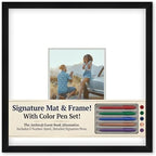 CountryArtHouse Signature Keepsake Frame - Square Mat Window - Black Wood Genuine Hardwood 20x20 8x8 Photo - Light Gray Border Mat - Gel Pens Included for Guest Signing by CountryArtHouse
