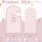 2 Pcs 7.2ft 6ft One Silly Goose Arch Backdrop Cover,Pink,Stylish - Image 2