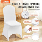 VEVOR 50 Pcs White Chair Covers Polyester Spandex Chair Cover Stretch Slipcovers for Wedding Party Dining Banquet Chair Decoration Covers - Image 2