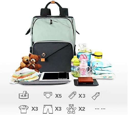 Hap Tim Diaper Bag Backpack,Large Capacity Travel Back Pack Maternity Baby Nappy Changing Bags, Double Compartments with Stroller Straps,Waterproof,Grey Black(US7340-GB) - Image 2