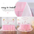 Pink Tulle Table Skirt for Baby Shower,9FT Pink Ruffle Tutu Table Skirt with LED Light for Princess Girls Birthday Party Cake Dessert Table Decorations - Image 3