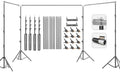 BEIYANG 10x30FT Photo Backdrop Stand, Angle Adjustable Triple Crossbar Extender Mount, Photography Background Support System, with Sand Bags,12 PCS Clamps for Wedding Party Celebration by BEIYANG