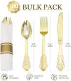 Goodluck 400PCS Gold Fancy Wrapped Silverware Set Disposable - Image 3