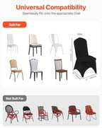 VEVOR 50 Pcs Black Chair Covers Polyester Spandex Stretch Slipcovers for Wedding Party Dining Banquet Arched-Front Chair Covers - Image 4