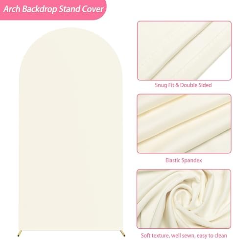 Putros Arch Backdrop Stand and Cover Set, 6.6ft Arch Stand with Ivory Cover - Image 4