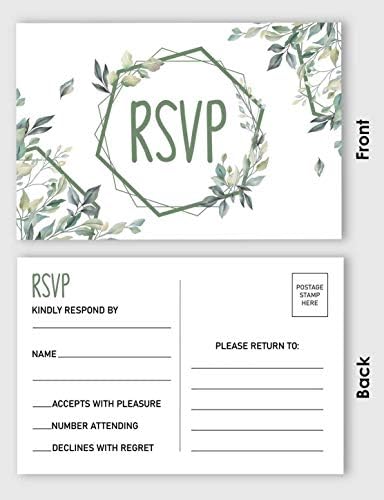 RSVP Postcards (Set of 50) 4"X6" Blank with Mailing Side,RSVP Reply Response Cards for Wedding Greenery Print Return Cards - Image 3