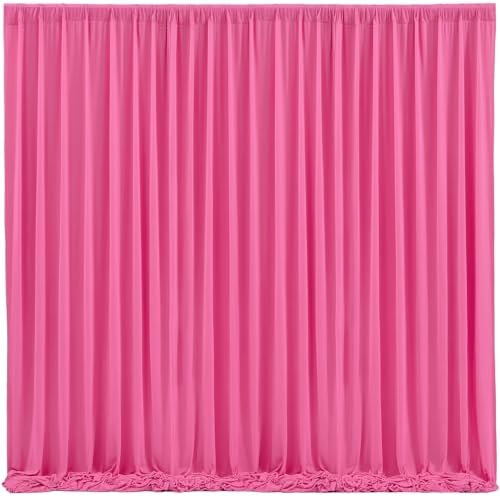 Hot Pink Backdrop Curtain 8 Panels-Wrinkle-Free Polyester Photography Drapes for Wedding Party Photo Background Decorations- 32 X10FT (Hot Pink) by WishCare