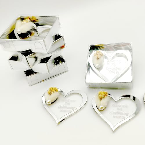Wedding Favor Guest Bulk Magnet Gold Heart, Sets of Party Favors, Gold Heart Acrylic Bridal Shower Favors, Party Favor for Attendee (Silver Heart Magnet, Set of 40) - Image 5