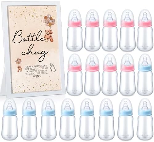 Roowest Bottle Chug Baby Shower Games Favors, Pink, Blue, Bear by Roowest