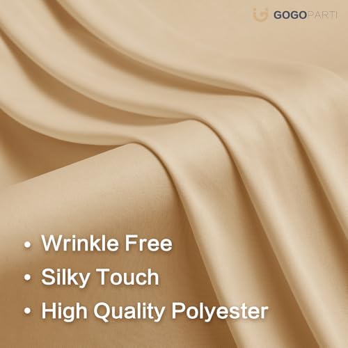 20x14ft Beige Backdrop Curtains for Wedding Party, 4 Panels 14 ft Long Back Drop Cloth, Wrinkle-Free Polyester Drapes for Birthday, Baby Shower, Stage Photography Background - Image 3