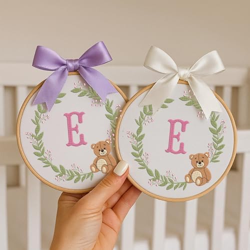 Embroidery Baby Name Sign, Personalized Welcome Baby Hoop Sign with Bow, Custom Baby Name Sign for Hospital, Infant Baby Shower Gifts New Parents (10) - Image 3