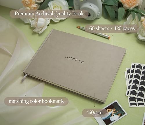 Large Photo Guest Book (Taupe) - Up To 240 Photo Slot | Fits Instant Photos - Image 3