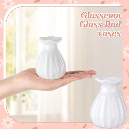 30 Pieces 3.5 Inch Glass Bud Vase Mini, White - Image 3