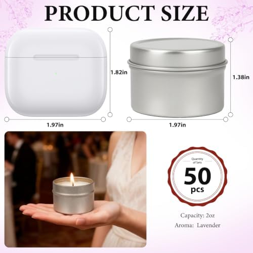 50 Pcs 2 Oz Mini Lavender Scented Soy Candle Set,Wedding Favors for Guests Bulk 50,The Quantity of Multiple Sets Meets Your Needs for Wedding and Party Gifts and Party Favors. - Image 2