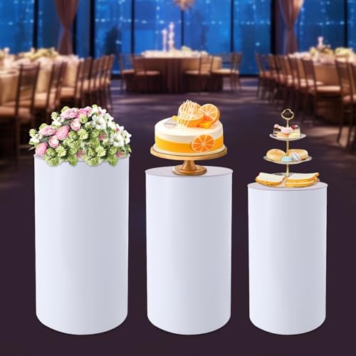 3Pcs Cylinder Stands for Party, Round Acrylic Pedestal Display Columns with Nesting Design - Sturdy Tiered Cake & Dessert Table Decor for Wedding, Baby Shower, Birthday Party, Elegant Centerpiece Pillar Stands - Image 3