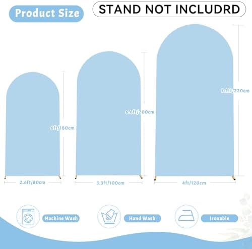 7.2FT Blue Arch Backdrop Cover - Polyester Fitted Wedding Arch Stand Covers Round Top Chiara Arch Backdrop Cover for Birthday Party Banquet Photo Background Decoration - Image 3