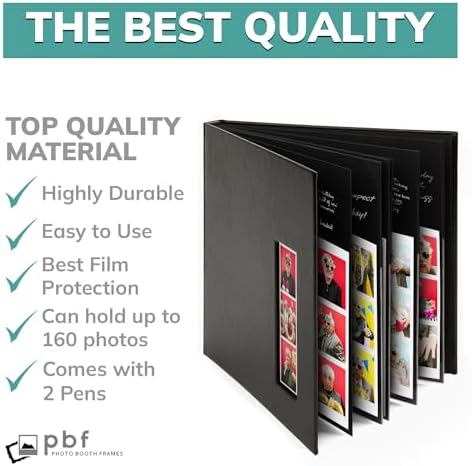 PBF (5 Pack) Photo Booth Album, Guest Book with 2x6 Clear Picture Inserts, Black Cover with Plastic Sleeves & Black Pages, Scrapbook Album for Photo Strips, Memory Book, Wedding, and Baby Showers - Image 4