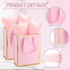 Yeaqee 50 Pcs Metallic Paepr Gift Bags Bulk with Handles,Pink Gold - Image 3