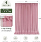 20ft×10ft Wrinkle Free Dusty Rose Backdrop Curtain Drapes, 4 Panels 5ftx10ft Sheer Tulle Chiffon Backdrop Panels Curtains for Wedding Baby Shower Birthday Party Stage Photo Home Decorations - Image 5