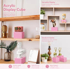 Geelin 6 Pcs Acrylic Risers Cube Stands, Pink, 3 to 8 Inch, Square - Image 7