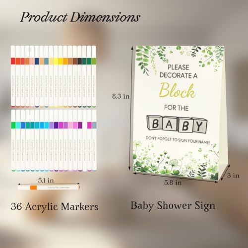 98 Pcs Baby Shower Games Sign Kit, Wooden Blocks to Decorate - Image 4