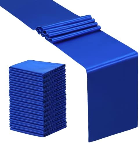 SiinvdaBZX 24 Pcs Royal Blue Satin Table Runner 12 x 108 inches Long by SiinvdaBZX
