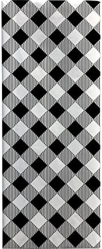 Jillson & Roberts 20" x 30" Printed Gift Tissue for Birthdays, Wine Bags, Weddings, Black Gingham, 48 Folded Sheets - Image 2