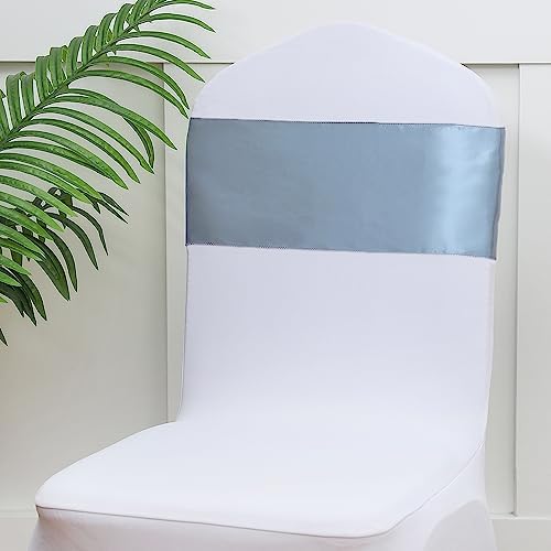 Satin Dusty Blue Chair Sashes 50 Pack, Dark Blue Chair Ribbons for Party - Image 4