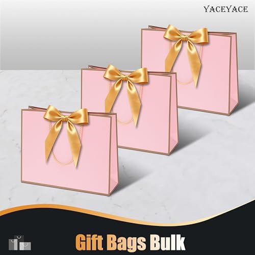 YACEYACE Gift Bags with Bow Ribbon, 20Pack of Pink Gift Bags with Handles - Image 6