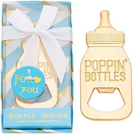 24 Baby Bottle Opener Baby Shower Favorites, Gifts, Decorations, or Souvenir Guest Gift Boxes, Poppin Designed for Boys (24 Pack Blue) - Image 2