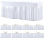 8 Pack White Table Cloth for 6 Foot Rectangle Tables Spandex Fitted Tablecloth 6ft Stretch Table Covers Skirt White Banquet Tablecloths Wrinkle Free Tablecloth for Party Wedding Birthday Event by Tao-GePartyDecorations