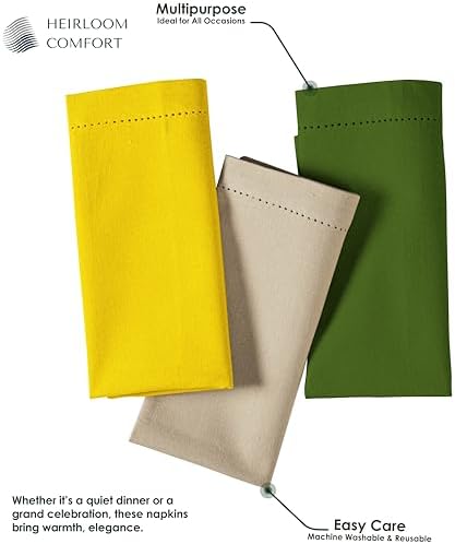 Multi Color Cloth Napkins 18x18 Inch - Set of 12-100% Cotton, Washable - Perfect Hotel Quality Napkin for Table, Dinner, Weddings, Everyday Dining - Lemon Yellow, Beige, Mint Green - Image 4