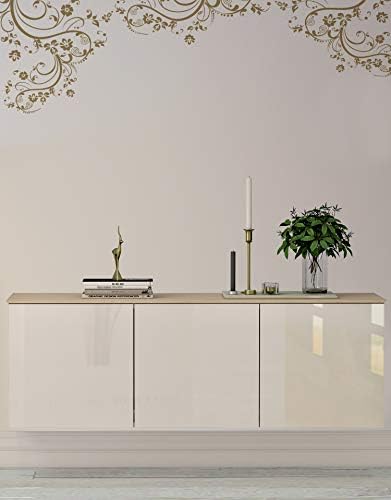 Gold Swirl Flower Floral Wall Decal Design. Edge to Edge Wall Decal. (100" X 29") #262A - Image 2