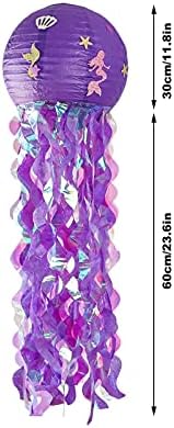 Candlestick Holders Candle Lantern, 未处理 Garden Decor Weathervanes Jellyfish Paper Lantern Under The Sea Party Decor Girl Kid Birthday Party Decoration Baby Shower(Purple) - Image 4