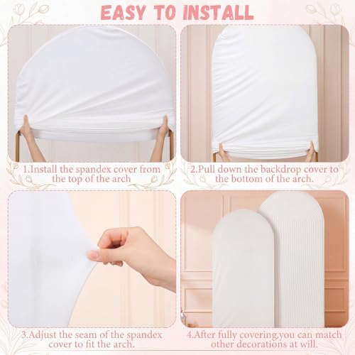 2 Set Wedding Arch Cover White Ripple & Solid Color Stretchy Backdrop Cover - Image 3