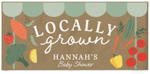 Big Dot of Happiness Personalized Locally Grown Kraft Paper Banner, Farmers Market Baby Shower Party Banner, Custom Name Printed Brown Paper Party Sign Decoration – 1 Count by BigDotofHappiness