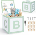 Novabright Wooden Baby Shower Box, ABC Letters Gift Chest Decor, Sage Green by Unknown