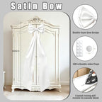 Large White Bow Decor, Double Layer Satin 80x20 Inches - Image 4