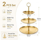ABuff 3 Tiered Gold Cupcake Stand 2 Pack Stainless Steel Gold Tiered Dessert Stand Cupcake Display Tower 3 Tier Serving Tray Cake Stand for Baby Shower Birthday Party Wedding - Image 2