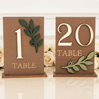 Wedding Table Numbers 1-20 with Holders, Elegant Wood Table Numbers with Eucalyptus Leaves for Wedding Reception, Centerpiece Decoration, Event, Party by JUSTOTRY
