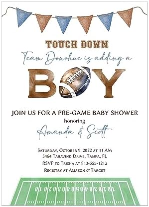 Football Themed Baby Shower Invitation by Handmade