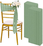 60 PCS Sage Green Chair Sashes Cheesecloth Sashes Rustic Chair Decorative Bows Designed ChairCover for Wedding Banquet Party Aisle Home Kitchen Decoration (16 x 70 inch) by Pesonlook