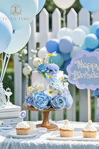 TINGE TIME Artificial Wedding Flower Combo, Blue Rose Peony Flowers - Image 5