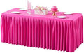 Wish Care Hot Pink Polyester Table Clothes for 8 Foot Rectangle Tables, Wrinkle Free Fitted Table Cover with Pleated Ruffle Table Skirt for Birthday Party Wedding Trade Show Event Display by WishCare